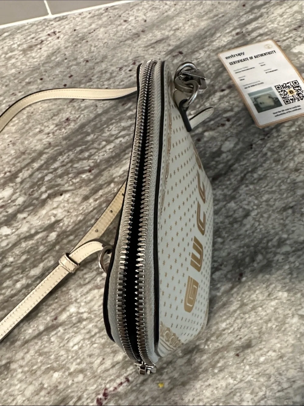 Gucci   X Sega Limited Edition  Cream and Gold Logo Crossbody Bag